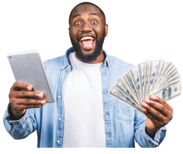 happy person with money in hand