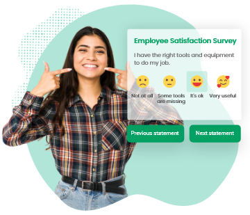 happy person filling an employee satisfaction survey