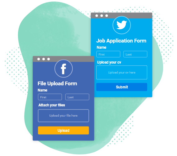 job application form with file upload and dropbox integration