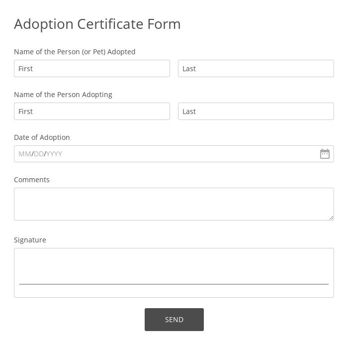 Adoption Certificate Form