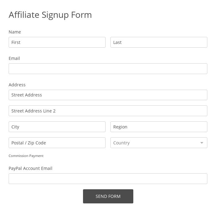 Affiliate Signup Form