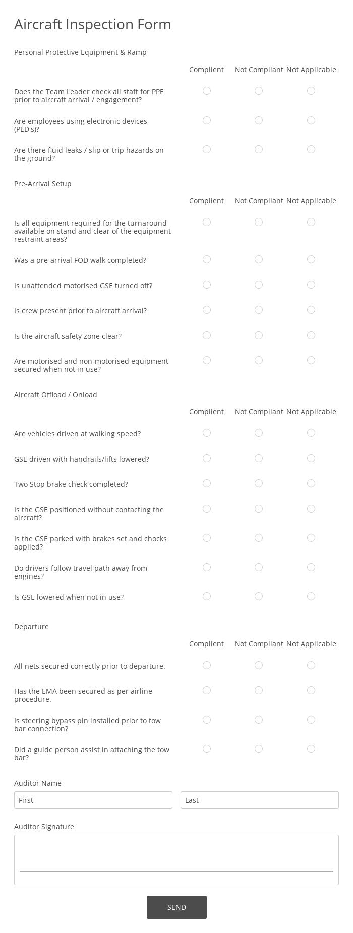 Aircraft Inspection Form