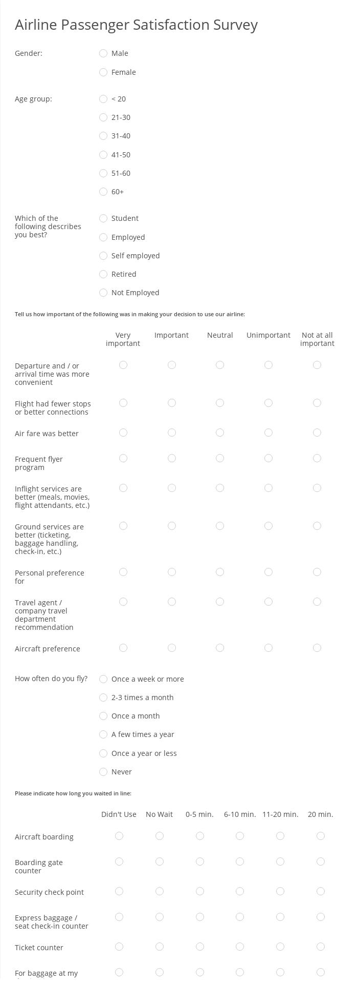 Airline Passenger Satisfaction Survey