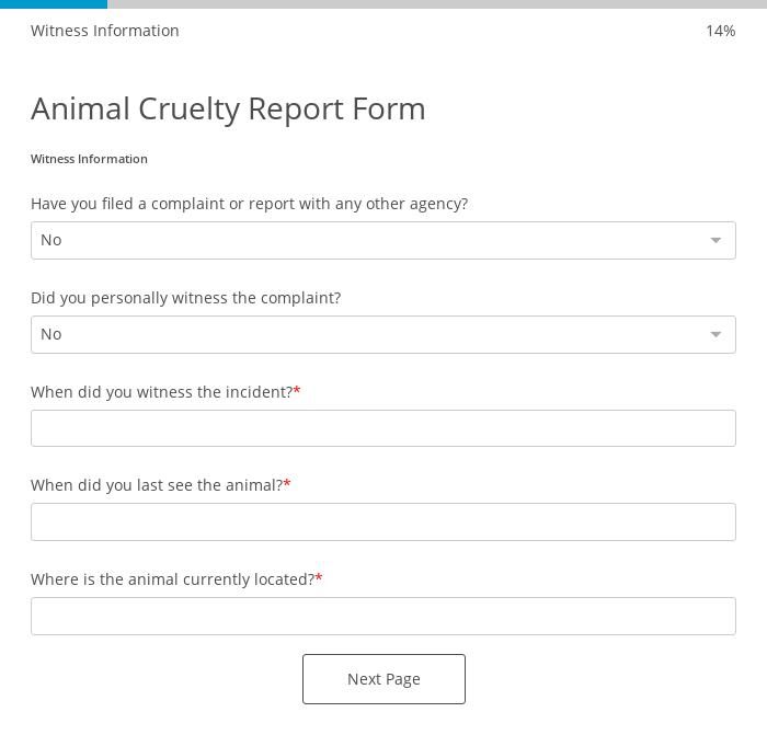 Animal Cruelty Report Form