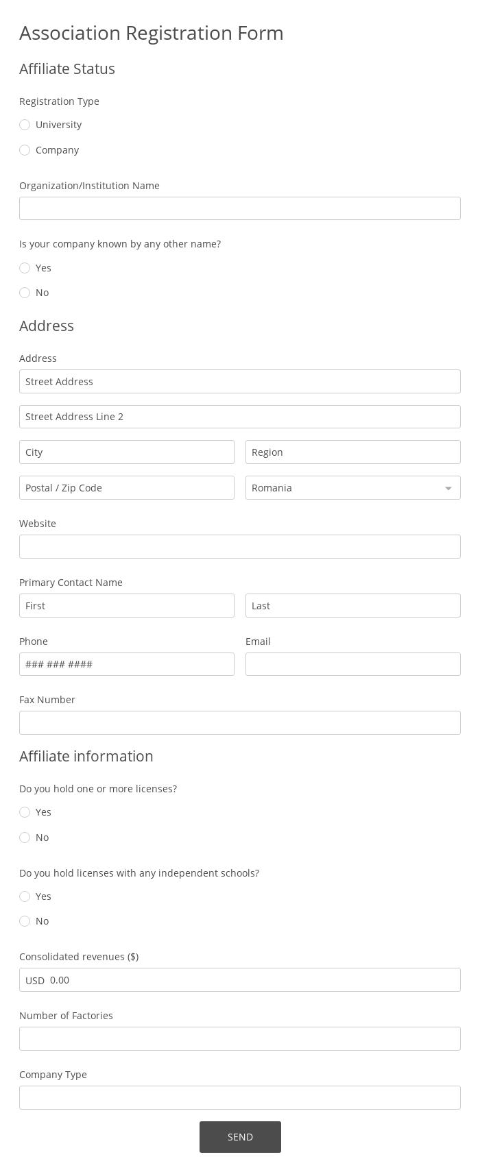 Association Registration Form