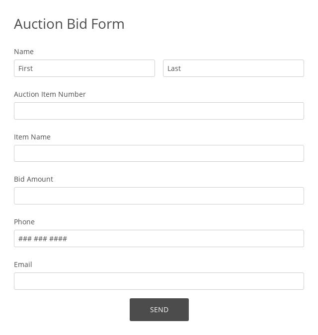 Auction Bid Form