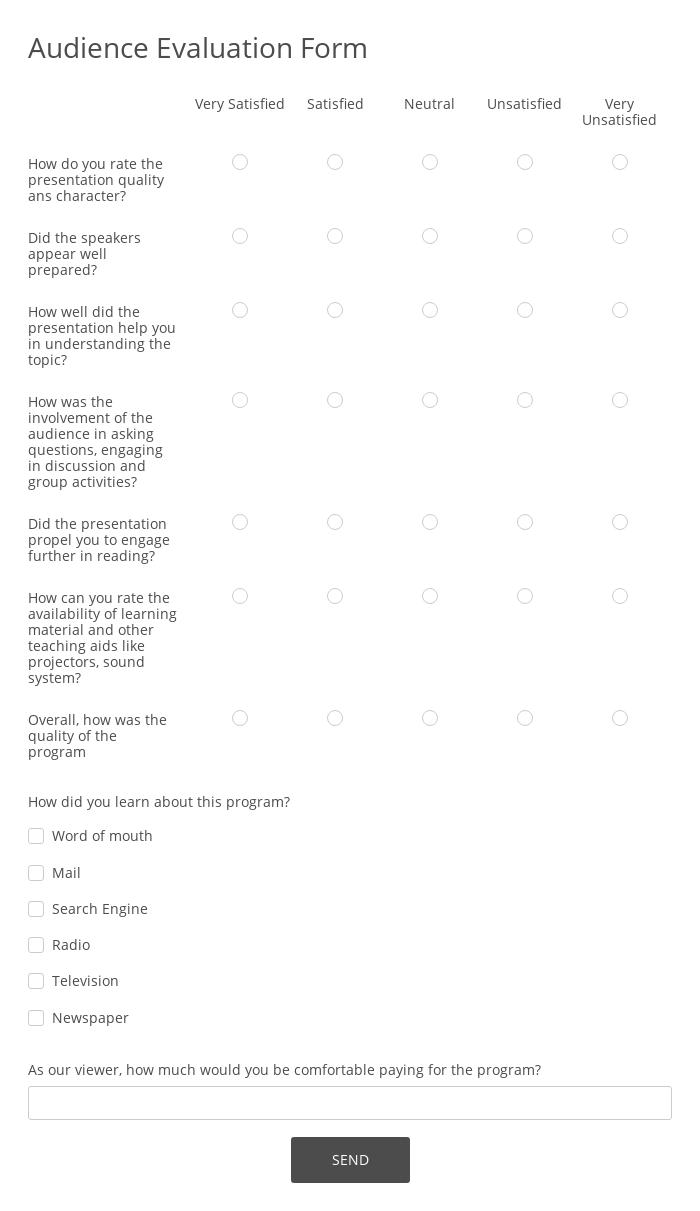 Audience Evaluation Form