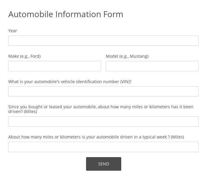 Automobile Information Form