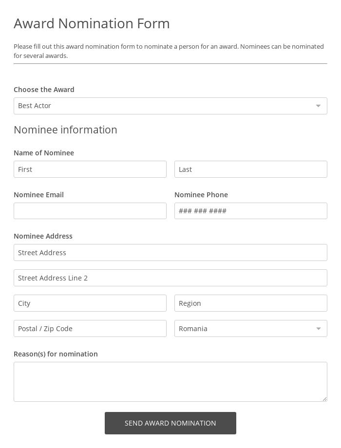 Award Nomination Form