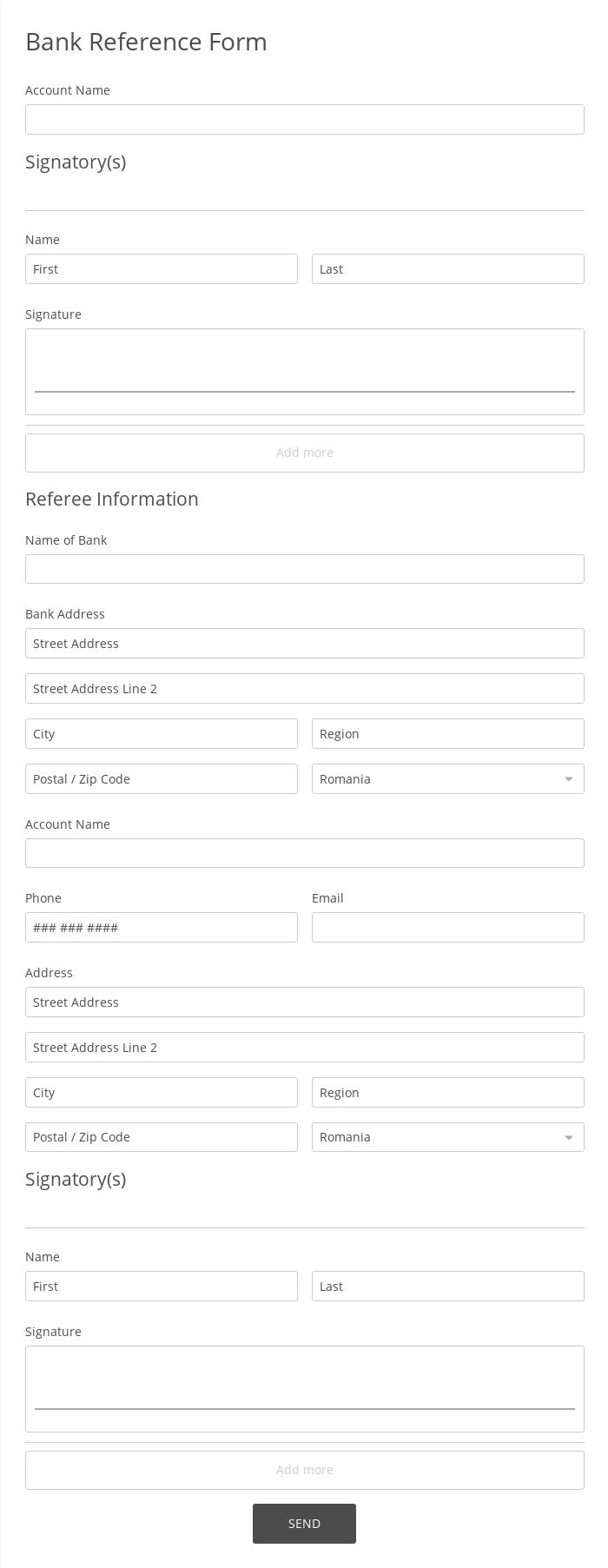 Bank Reference Form
