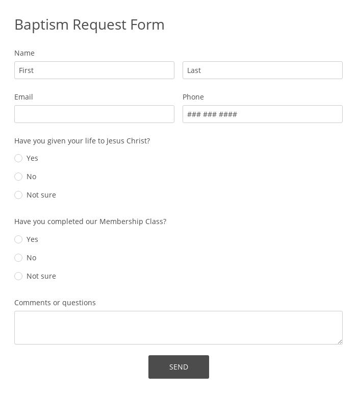 Baptism Request Form