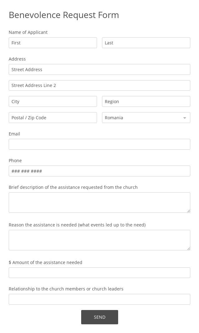 Benevolence Request Form