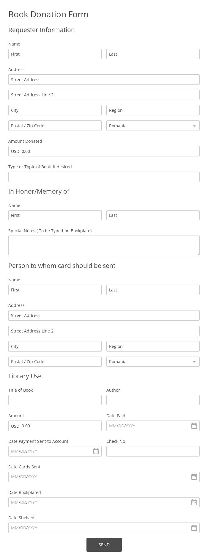 Book Donation Form