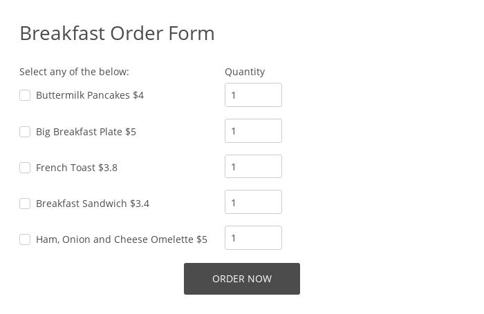 Breakfast Order Form