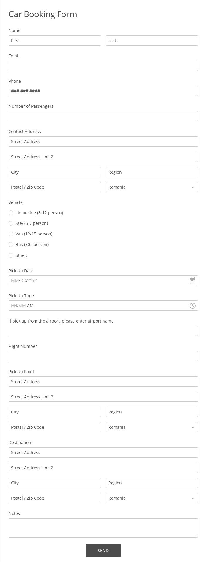 Car Booking Form