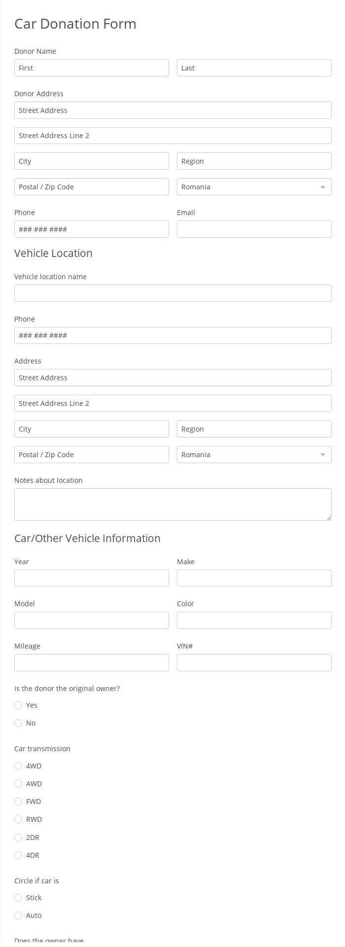 Car Donation Form