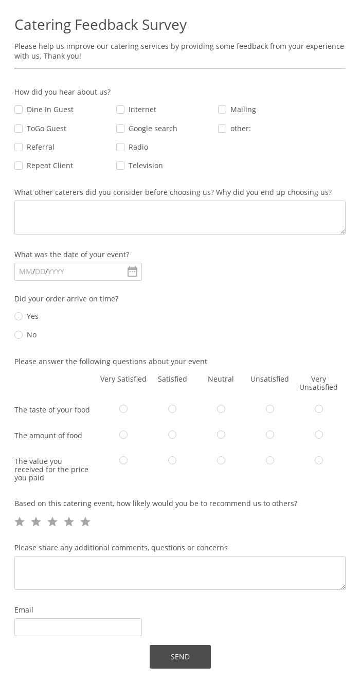 Catering Feedback Survey