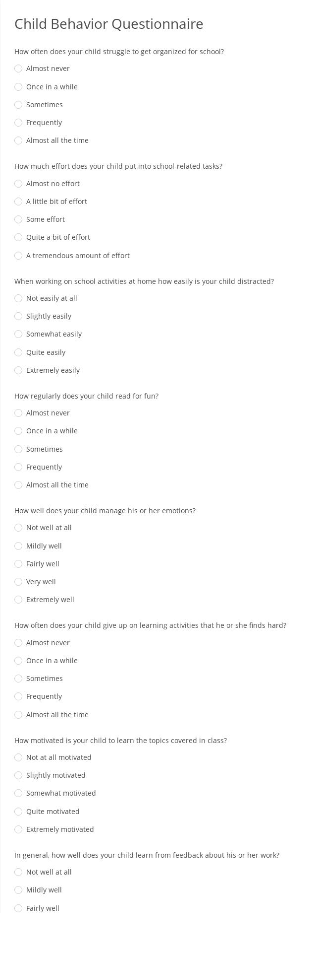 Child Behavior Questionnaire