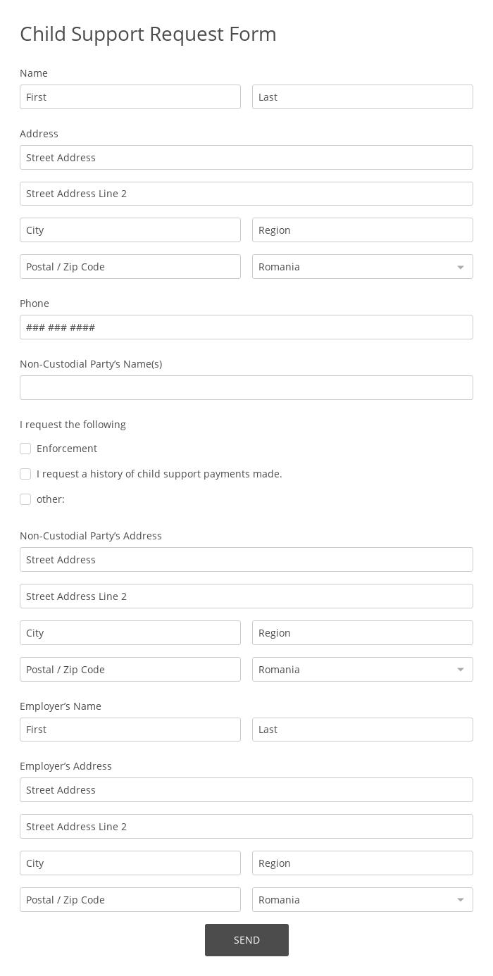 Child Support Request Form
