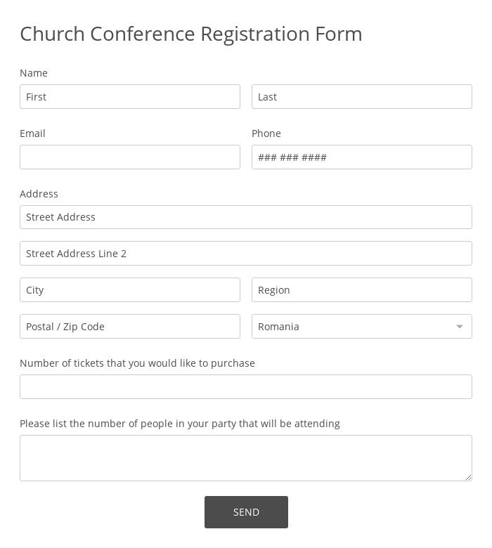Church Conference Registration Form
