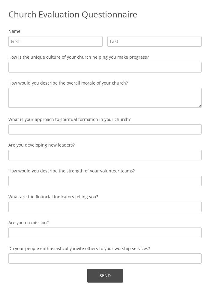 Church Evaluation Questionnaire