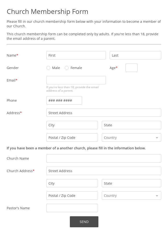 Church Membership Form