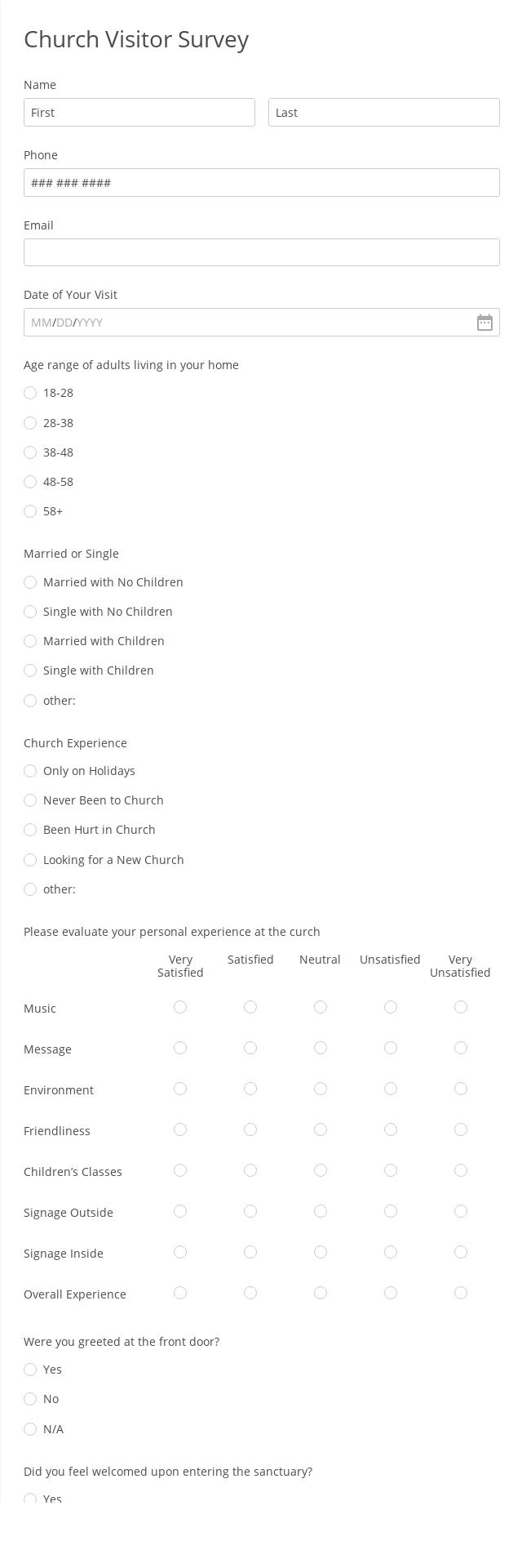 Church Visitor Survey