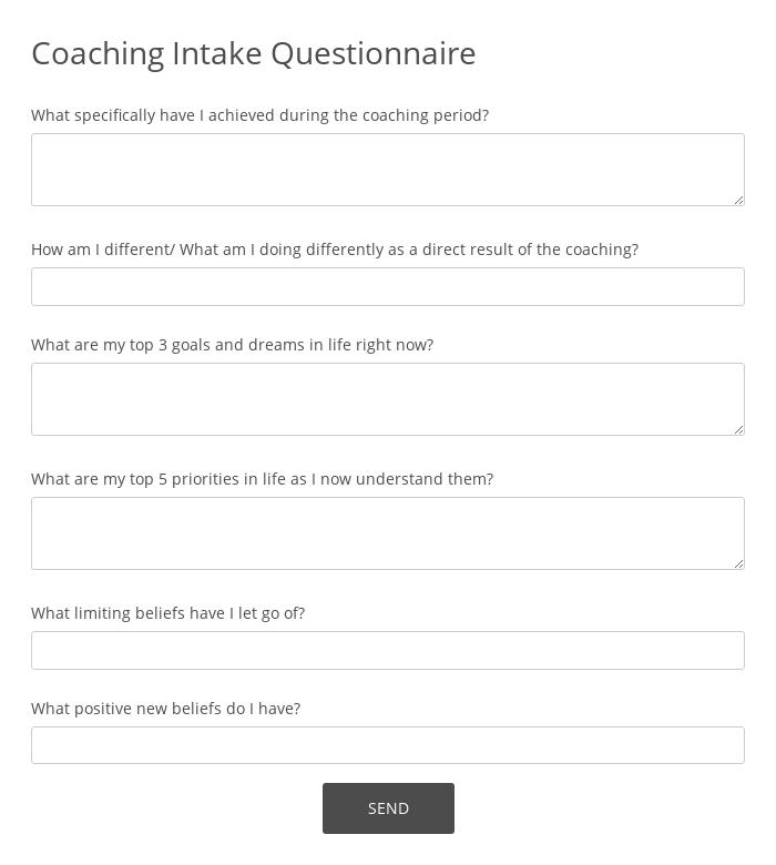Coaching Intake Questionnaire