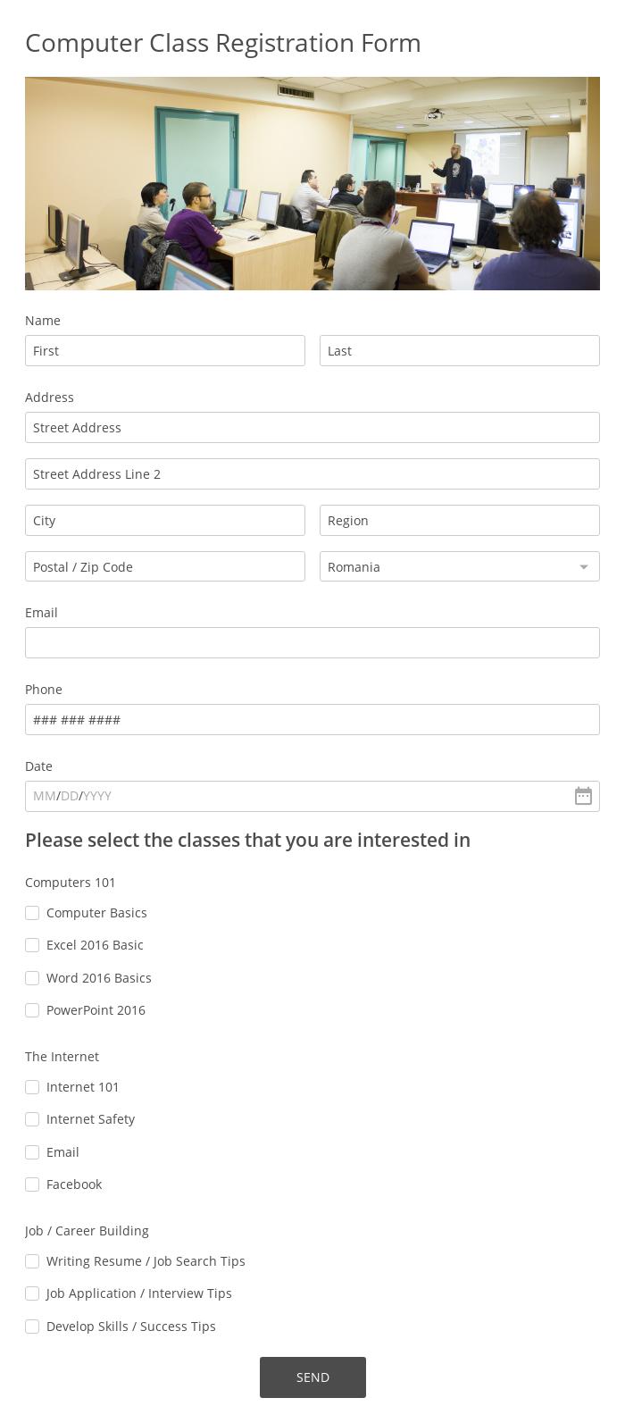 Computer Class Registration Form