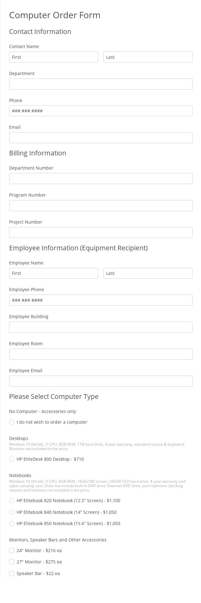 Computer Order Form