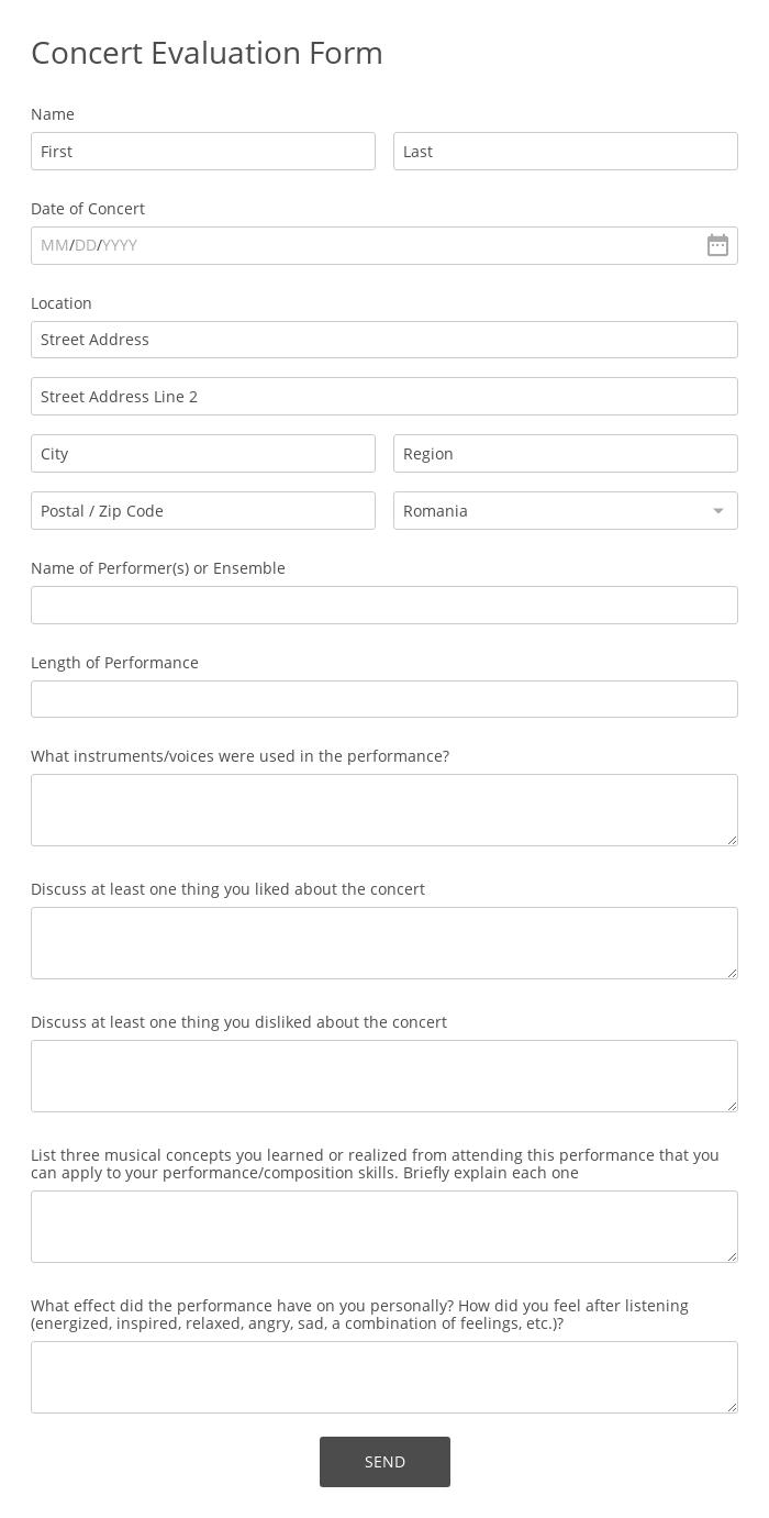 Concert Evaluation Form
