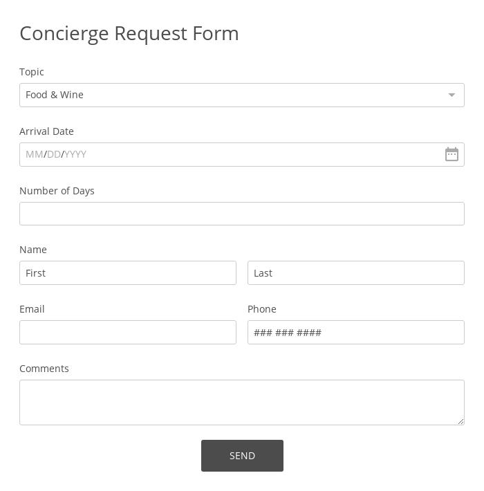 Concierge Request Form