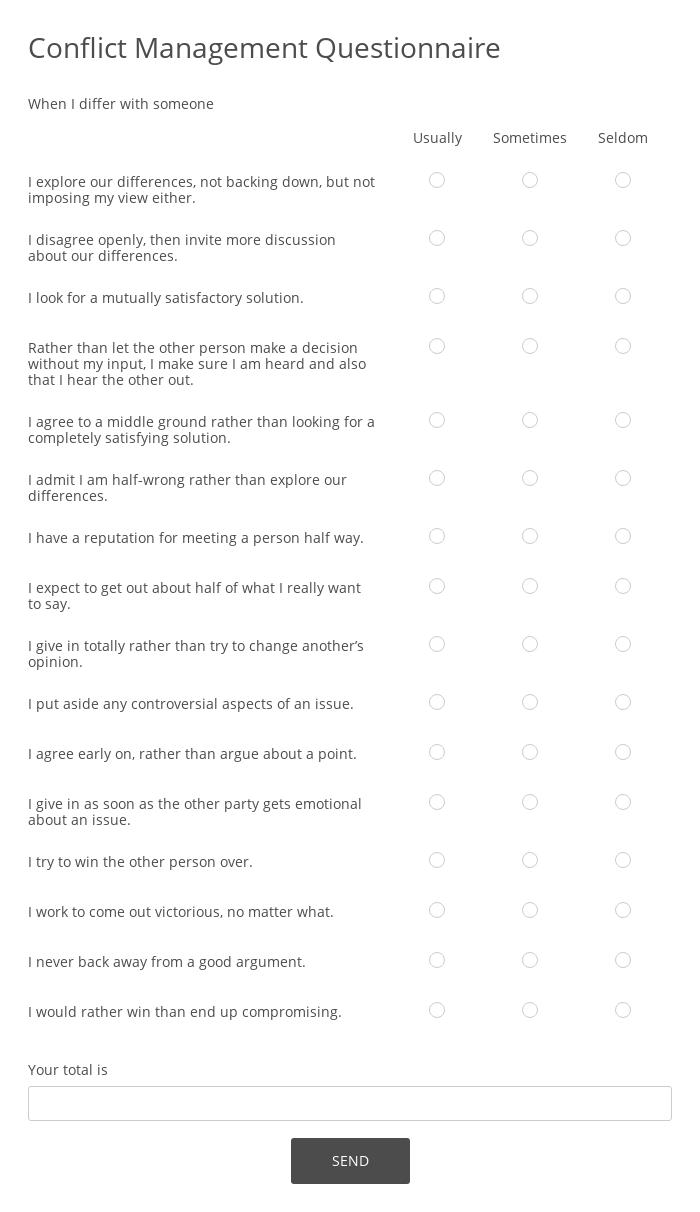 Conflict Management Questionnaire