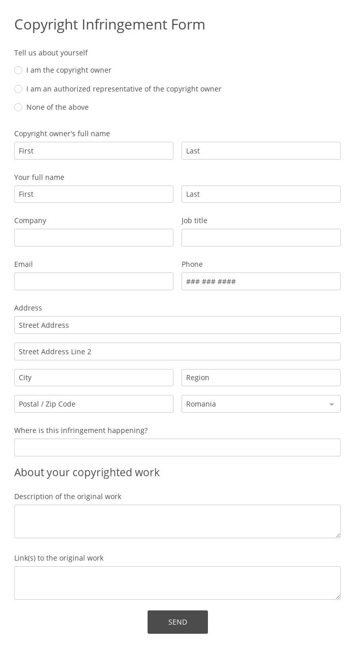 Copyright Infringement Form