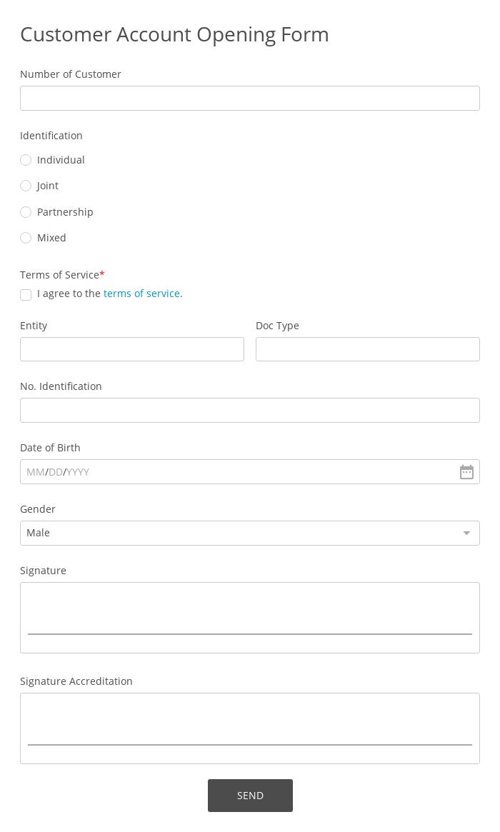 Customer Account Opening Form