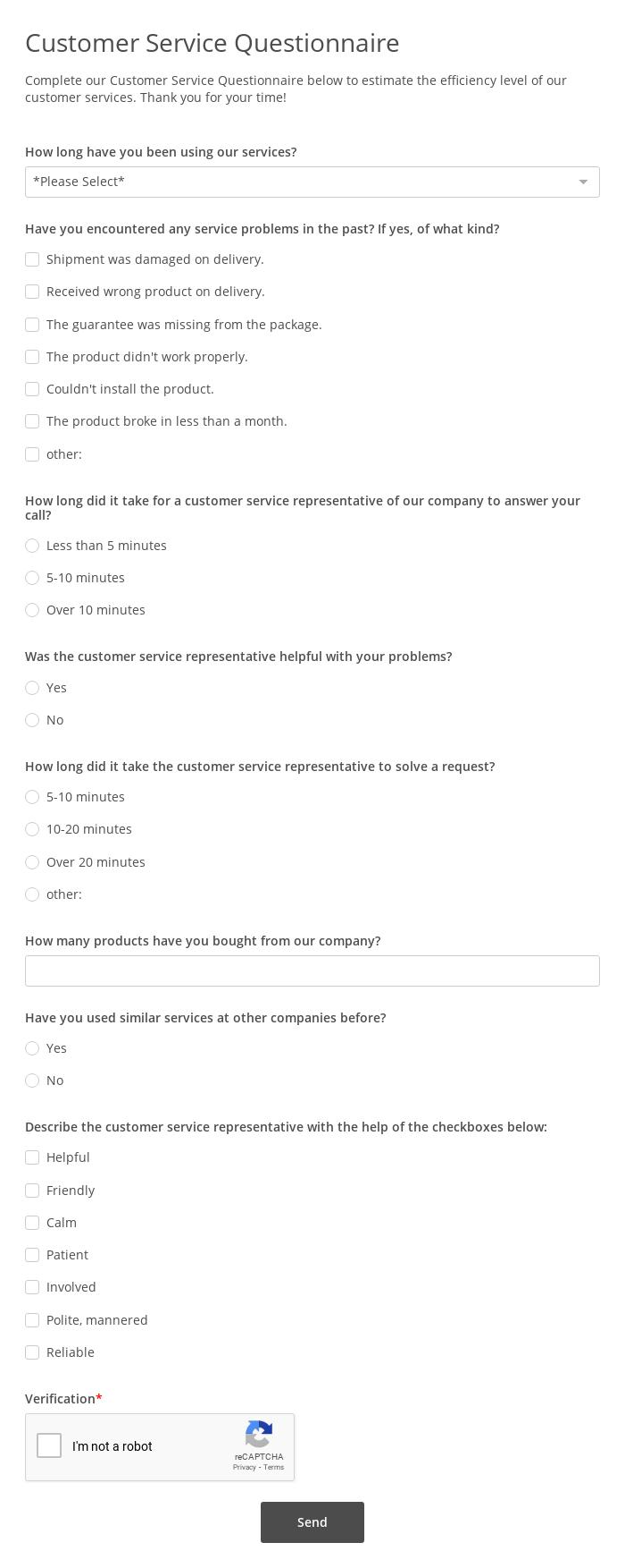 Customer Service Questionnaire