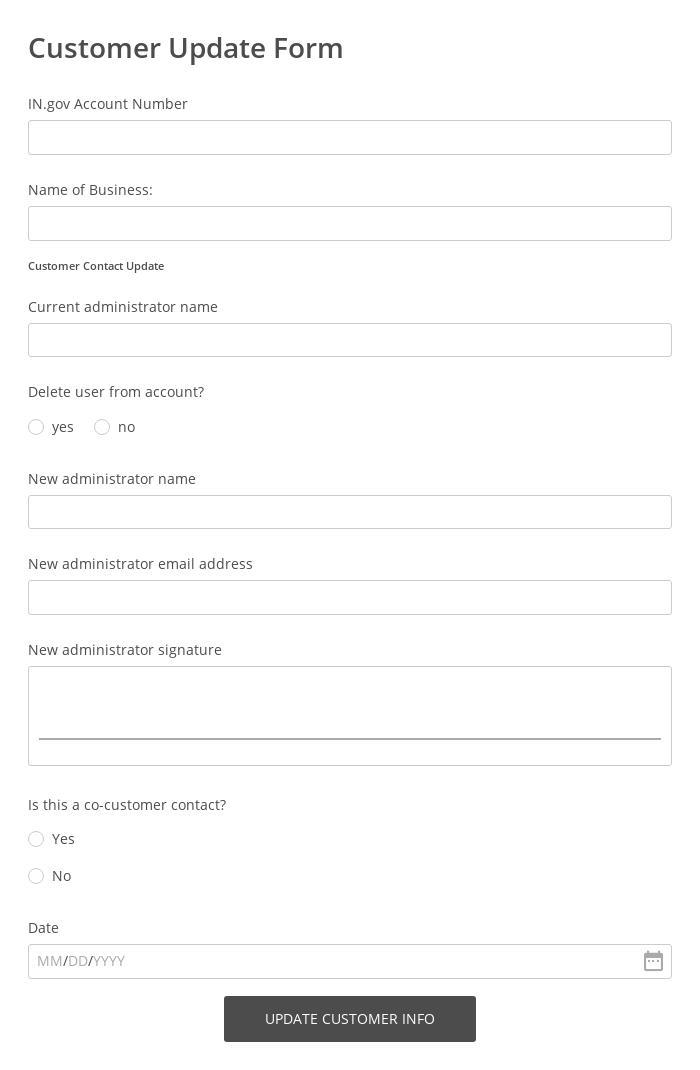 Customer Update Form