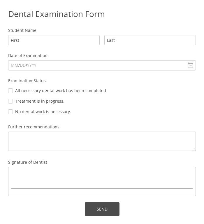 Dental Examination Form