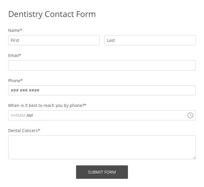 Dentistry Contact Form