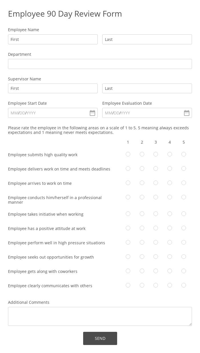 Employee 90-Day Review Form