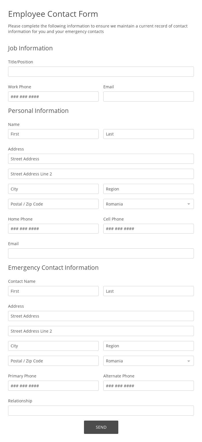 Employee Contact Form