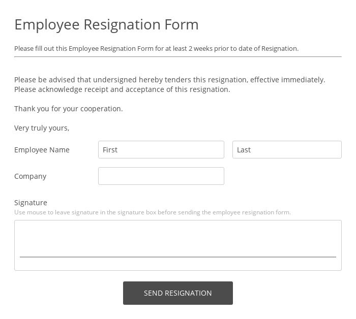 Employee Resignation Form