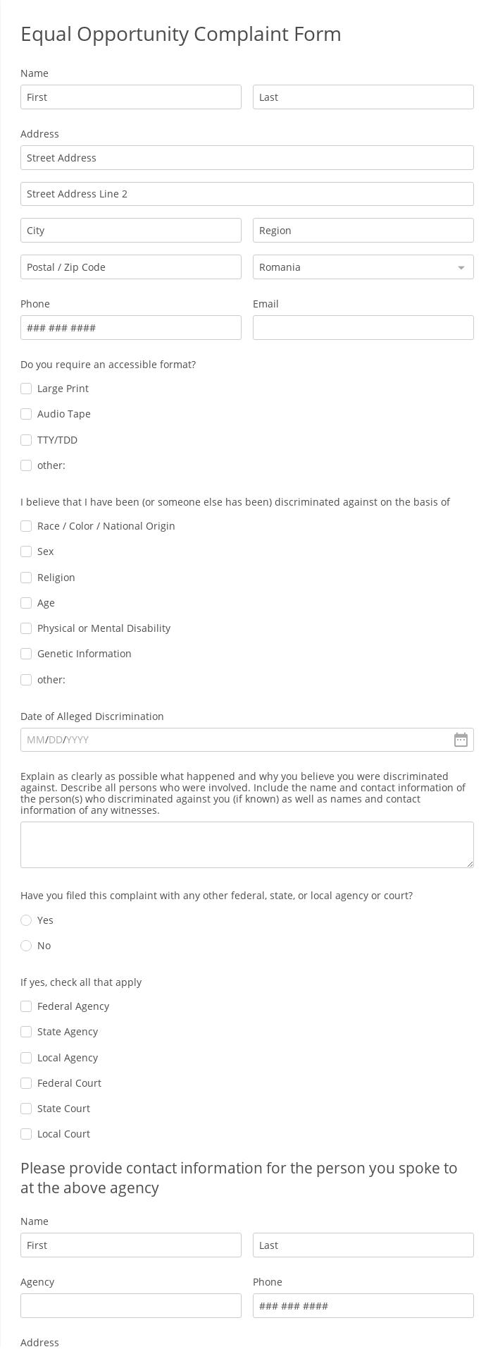 Equal Opportunity Complaint Form