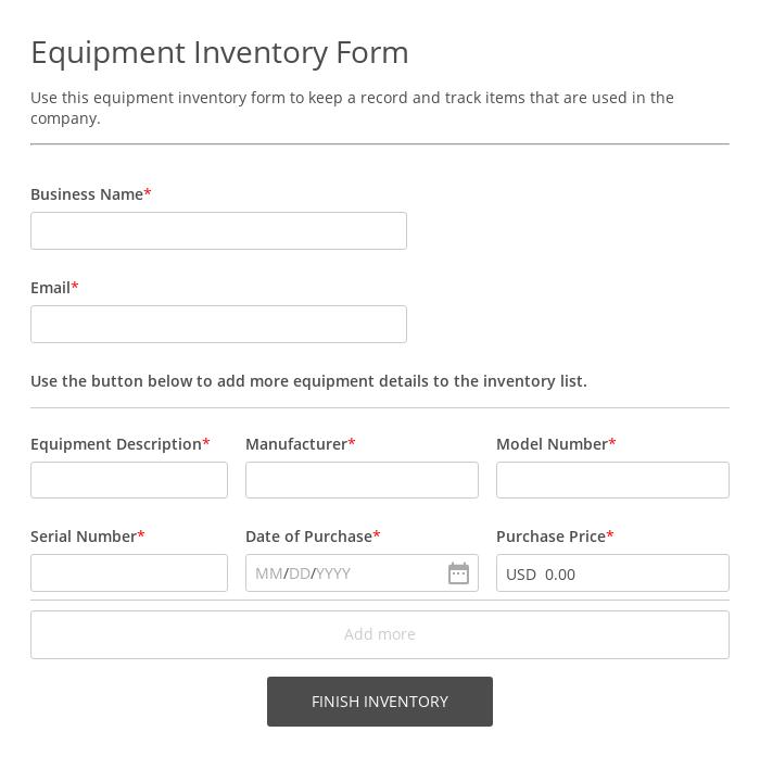 Equipment Inventory Form