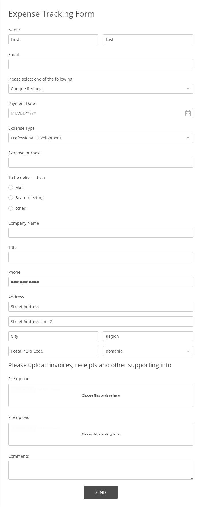 Expense Tracking Form