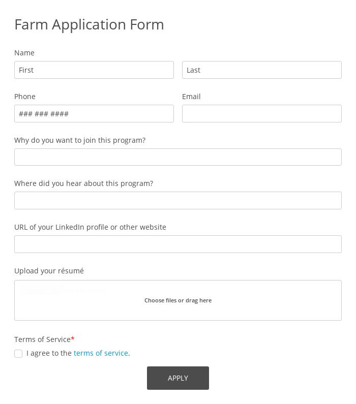 Farm Application Form