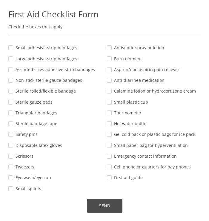 First Aid Checklist Form