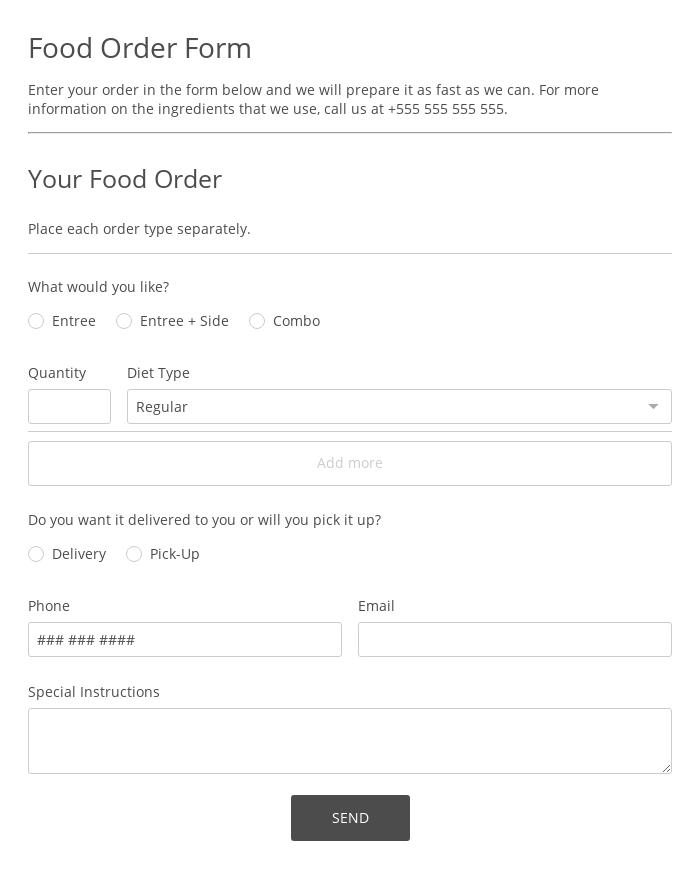 Food Order Form