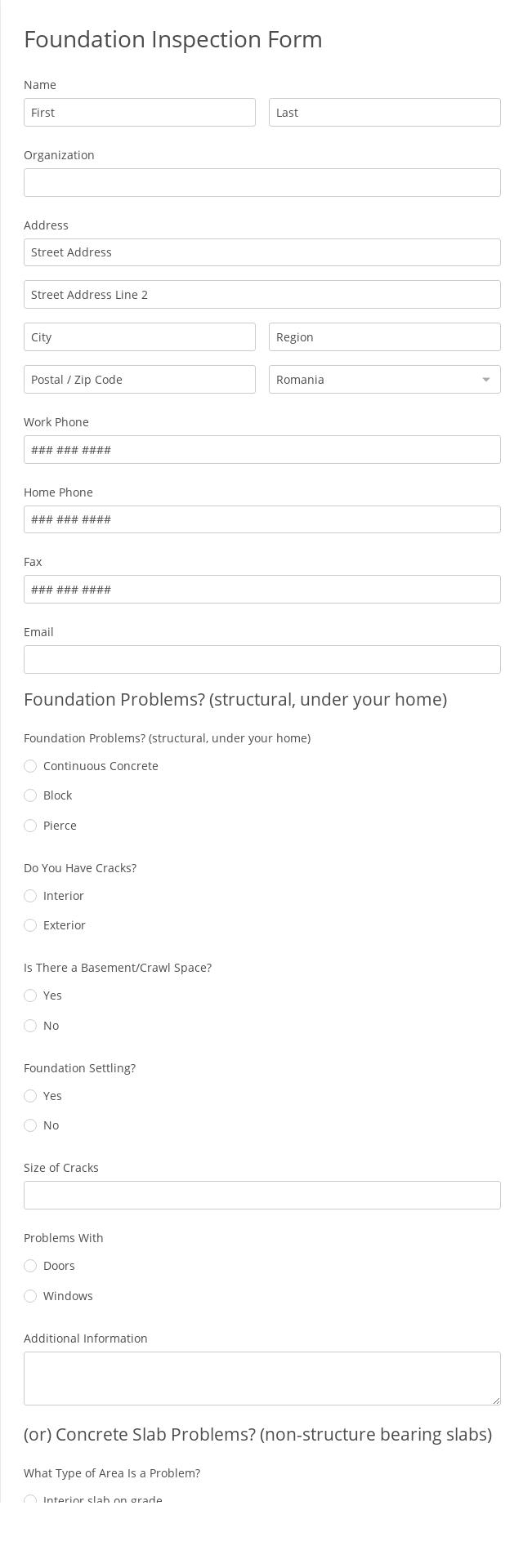 Foundation Inspection Form