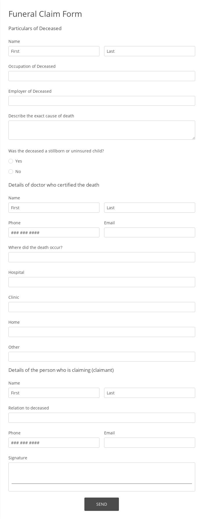 Funeral Claim Form